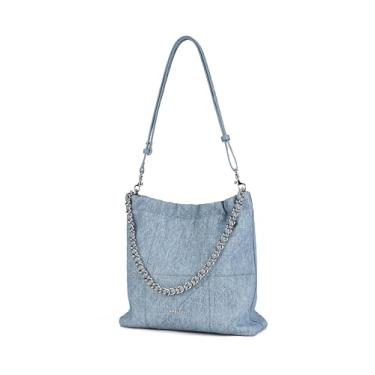 Imagem de LA FESTIN Bolsa de couro feminina elegante com alça de corrente luxuosa macia para trabalho, Jeans azul, Small