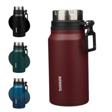 Imagem de BJPKPK Garrafa de água isolada de 680 g com alça de aço inoxidável livre de BPA, garrafa de água grande reutilizável, vermelho escuro