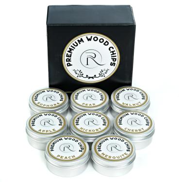 Imagem de RONYX Lascas de madeira para defumador de coquetéis – Pacote sortido de 8 sabores – Lascas de madeira totalmente naturais para uísque, bourbon, Scotch – Chips de madeira para defumar e defumar