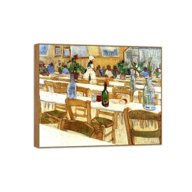 Imagem de Vincent van Gogh Famosa pintura em tela de arte de parede pronta para pendurar. Restaurante em Arles. Imagem em moldura de madeira para decoração de sala de estar 40 x 50 cm 16 x 20 pol