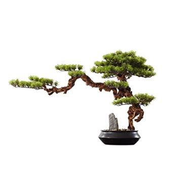 Imagem de Simulação de plantas em vaso bonsai planta artificial em vaso de hotel simulação bonsai árvore varanda zen bem-vindo ornamento de pinheiro árvore artificial 20,4 polegadas planta falsa decoração para