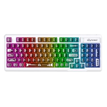 Imagem de ZIYOU LANG Teclado de membrana transparente M95, teclado para jogos com fio com tecla transparente, retroiluminação RGB arco-íris, barra de luz lateral, 94 teclas silenciosas com sensação mecânica, 26