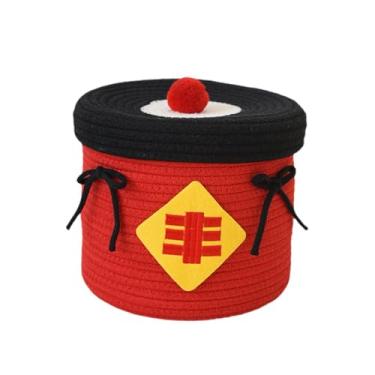 Imagem de AFXGUSD Cesto Redondo de Corda com Tampa, Caixa Organizadora Trançada para Quarto, Ideal para Guardar Toalhas E Cosméticos, Colheita, Tamanho real