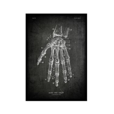 Imagem de Arte vintage de anatomia humana – pintura em tela de educação médica esqueleto humano gaiola cérebro coração anatomia pôster para decoração de casa de clínica hospitalar (SKU11,20.3x30.5 cm = (20 x 30