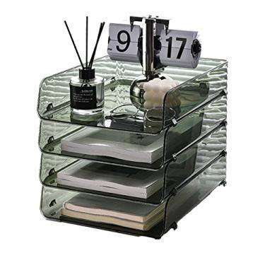 Imagem de Alomejor Organizador de para Mesa, Organizador de Arquivo Transparente Com Grande Abertura e Design de Encaixe Inferior, para Armazenamento de Documentos de Mesa (Verde 26,5x33x7,5cm/10,4x13,0x3,0in)