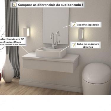 Imagem de Bancada Para Banheiro 80cm Com Cuba Aria Rt41 E Espelheira 801w Metrópole Compace