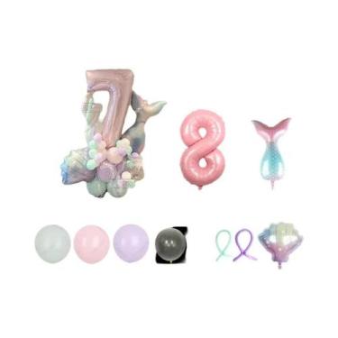 Imagem de Conjunto De Balões De Cauda De Sereia Coloridos 43 Peças Balões De Fil