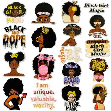 Imagem de ORN8VES 18 peças de adesivos pretos para meninas negras, presentes mágicos para aplicar, bordados, conjunto de adesivos costurados para chapéus, bolsas, camisas, jeans, roupas, mochilas | Acessórios