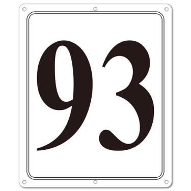 Imagem de i-CowFun Placa numerada de metal premium ao ar livre, refletiva 30,5 cm x 25,4 cm grandes placas de alumínio 93 para estacionamento, quadra de tênis, campo, armazém, corredor, edifício, doca, alta