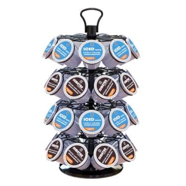 Imagem de BLACKSMITH FAMILY Porta-copos K, porta-copos K, carrossel de copos K, suporte organizador de cápsulas de café (preto brilhante, capacidade para 36 cápsulas, design K/D)