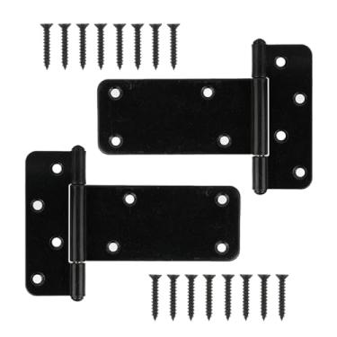 Imagem de Pubotlu Dobradiças de porta em T, dobradiça em T resistente, dobradiças T-Gate, dobradiças de alça de portão, ferragens forjadas pretas para cercas de madeira, porta de celeiro, portas de galpão (12,7