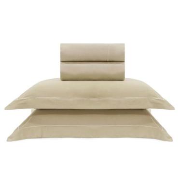 Imagem de Jogo de cama casal 400 fios ponto cheio - bege - First Class, Casal, B