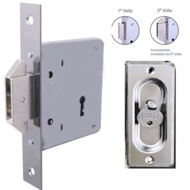 Imagem de Fechadura Arouca 4006 Interna Porta de correr Chave Dobravel Com Conch