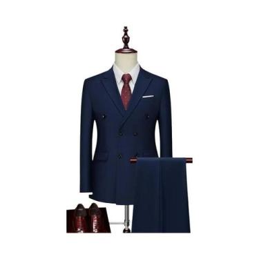 Imagem de Terno Masculino Casual De Negócios Transpassado De Duas Peças Com Calç