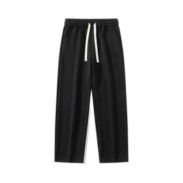 Imagem de Calças De Moletom Masculinas 8XL De Perna Larga Em Algodão Com Cordão,