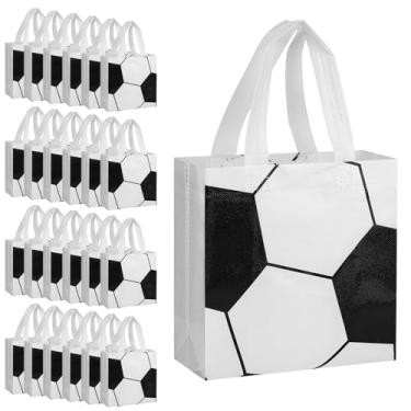 Imagem de Pasonly 24 peças de sacos de brindes de futebol, sacos de presente para lanches de equipe com alças, sacos de lembrancinha de festa à prova d'água para suprimentos de aniversário esportivos, 19 x 19