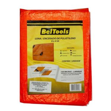 Imagem de Lona Carreteiro Plástica Laranja 6x4m 150 Micras Beltools