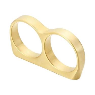 Imagem de Hiphop masculino anel moda preto ouro prata cor duplo dedo juntas de b