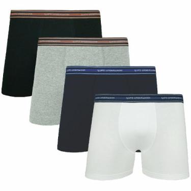 Imagem de Kit Com 4 Cuecas Boxer Masculina Algodão com Elastano Lupo, P, Branco,