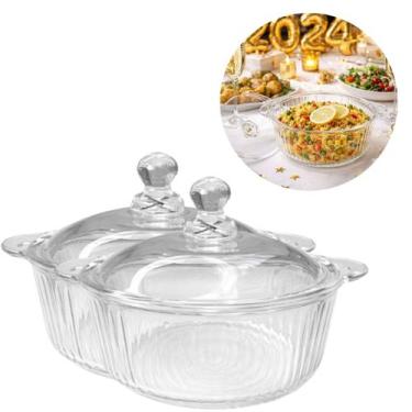 Imagem de 2 Tigela Caçarola Vidro Canelado Resistente 750 ml - Fx