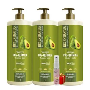 Imagem de Kit 3 Shampoo Tratamento restaurador Pós Quimica 1 L Bio Extratus + Pr