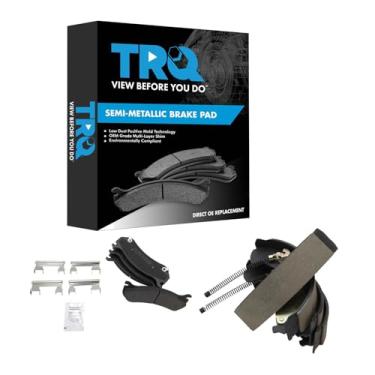 Imagem de TRQ Pastilhas de freio semi-metálicas compatíveis com Chevrolet Silverado 1500 2007 Silverado 1500 Classic GMC Sierra 1500 Sierra 1500 Classic
