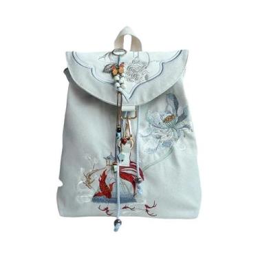 Imagem de Mochila De Lona Artesanal Estilo Chinês Retrô De 15 Polegadas Com Bord