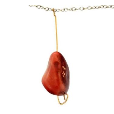 Imagem de Pedrinha Agata Cornalina Lapidado Para Pingente Furo Vazado - Cristais