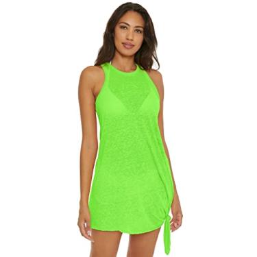 Imagem de BECCA Vestido com nó de encontro, bolsos laterais, casual, saída de praia para mulheres, Suco de limão, PP-P