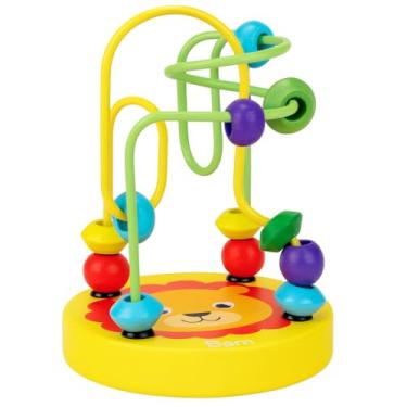 Imagem de Brinquedo Educativo Aramado Montessoriano Montanha Russa Circular Infantil Coordenação Motora Cores e Formas (Amarelo Lion)