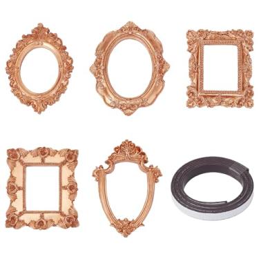 Imagem de NICENEEDED 5 peças de moldura vintage de resina, porta-retratos gótico pequeno barroco, moldura dourada antiga para exibição de joias de parede de casa, decoração de hotel