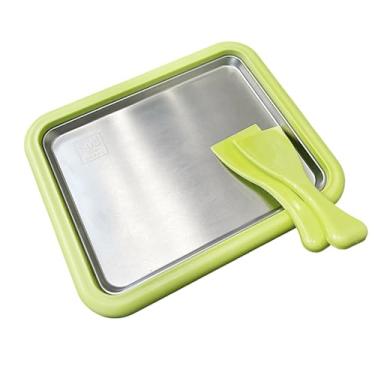 Imagem de Luocute Sorveteira Enrolada, Máquina de Sorvete Em Casa Com 2 Raspadores e Placa de Congelamento de Aço Inoxidável, para Fazer Sorvete de Iogurte e Sobremesas Congeladas