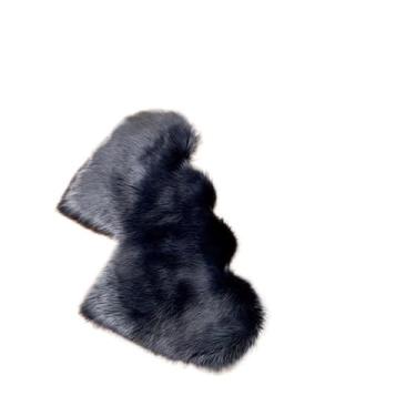 Imagem de Tapetes em forma de coração duplo tapete macio macio felpudo tapete de cabeceira tapete de decoração de sala de estar (cinza escuro, 70 x 35 cm)