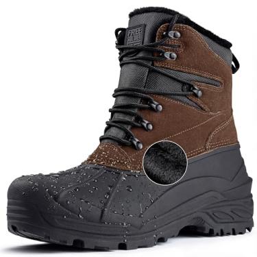 Imagem de FREE SOLDIER Botas de neve masculinas com forro de lã quente inverno botas isoladas impermeáveis (marrom, 36)