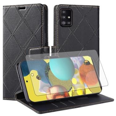Imagem de Asuwish Capa de telefone para Samsung Galaxy A51 5G/A 51 5G UW Verizon Capa carteira com protetor de tela de vidro temperado PU couro sintético flip porta-cartão de crédito com suporte para celular