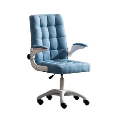 Imagem de Cadeira de escritório, cadeira de escritório em casa com apoios de braços ajustáveis, tecido macio e confortável, cadeira de estudo, assento giratório médio, cadeira de jogos (azul)