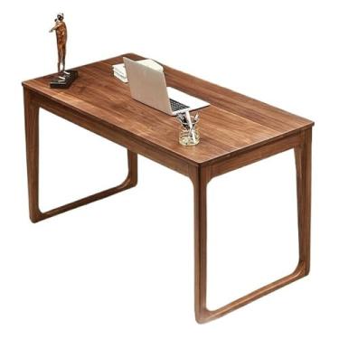 Imagem de Mesa de trabalho versátil moderna de nogueira preta com gaveta, estilo minimalista, PC para casa, escritório, sala de estar, fácil de instalar (G)