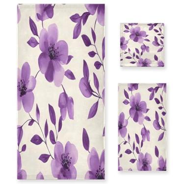Imagem de xigua Conjunto de toalhas de banheiro de flores em aquarela absorvente macio 3 peças toalha de banho toalha de mão toalhas decorativas para banheiro, academia, hotel, praia, piscina