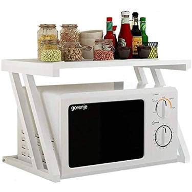 Imagem de U5GAAALPPQ9 Prateleira de armazenamento embaixo da prateleira, prateleira de cozinha, multifunções, micro-ondas, rack de armazenamento de piso duplo, suporte de tempero, suporte multifuncional para