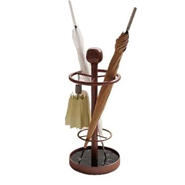 Imagem de x3anggyt5 Suporte de guarda-chuva de metal interno para entrada com economia de espaço, organizador para porta da frente, prateleira de armazenamento com bandeja coletora e ganchos, decoração de