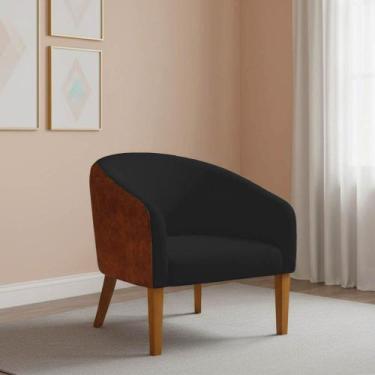 Imagem de Poltrona Sala Stella Pé Madeira Trapézio Sintético PU Nozes Bouclê D03