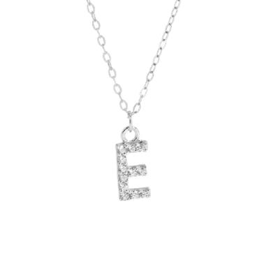 Imagem de 1 colar de diamante completo banhado a prata com letras A-Z para mulheres, joia fina, presente para mamãe, 41+6cm, Cobre, Sem Pedra Preciosa