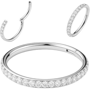 Imagem de Piercing Argola de Titanio Cravejada com Zirconia - 3 tamanhos 6mm 10mm 12mm - Prateada (8mm)