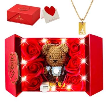 Imagem de HBBWWTT Caixa de presente para lembranças e lembranças do dia dos namorados - Rosas preservadas eternas "I Love You" para ela, decoração romântica para o dia das mães | presente para esposa, mãe (dia