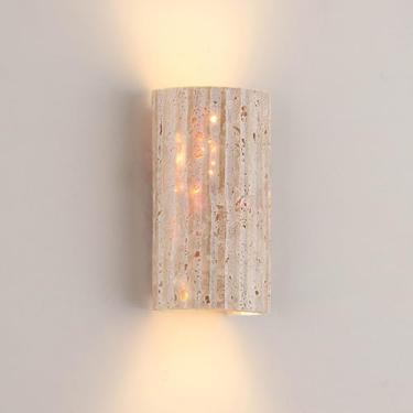 Imagem de Arandela de parede em pedra natural amarela, luminária de parede moderna para interiores, luz LED decorativa com iluminação para cima e para baixo, ideal para quarto, sala de estar, corredor