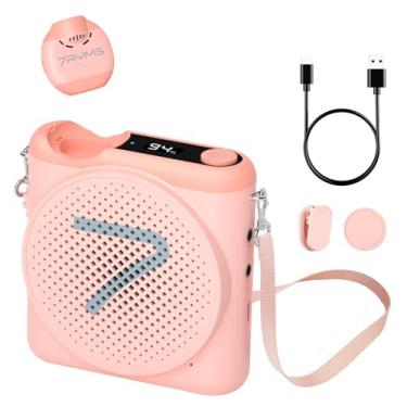 Imagem de 7RYMS Amplificador de voz sem fio WA2 para professores com microfone de lapela magnético, amplificador portátil sem fio com cancelamento de ruído, mini alto-falante megafone para sala de aula, reunião