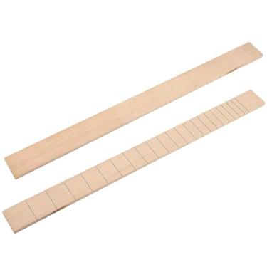 Imagem de RuiJOTWAT Escala de guitarra com 22 trastes pré-ranhurada de madeira de bordo para peças de guitarras de caixa de charutos