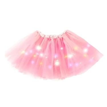 Imagem de Fantasia Borboleta Asa De Borboleta Fada com Tiara com Saia Volumosa De Tule com VarinhaDia das Crianças Infantil (Saia ADULTO 40CM-ROSA LISA LED)
