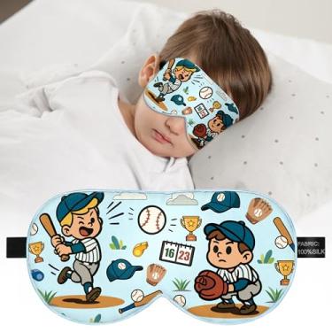 Imagem de Máscara de dormir infantil - máscara de olho 100% seda de amoreira com alça ajustável, máscara de dormir macia com bloqueio de luz para crianças, capa de olho estampada fofa para meninos e meninas na
