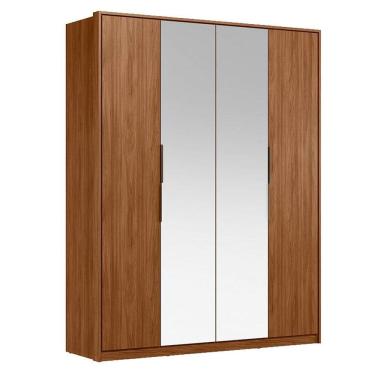 Imagem de Guarda Roupa Casal Attore D43012K 4 Portas Nogueira Touch com Espelho Demóbile - Demartêz